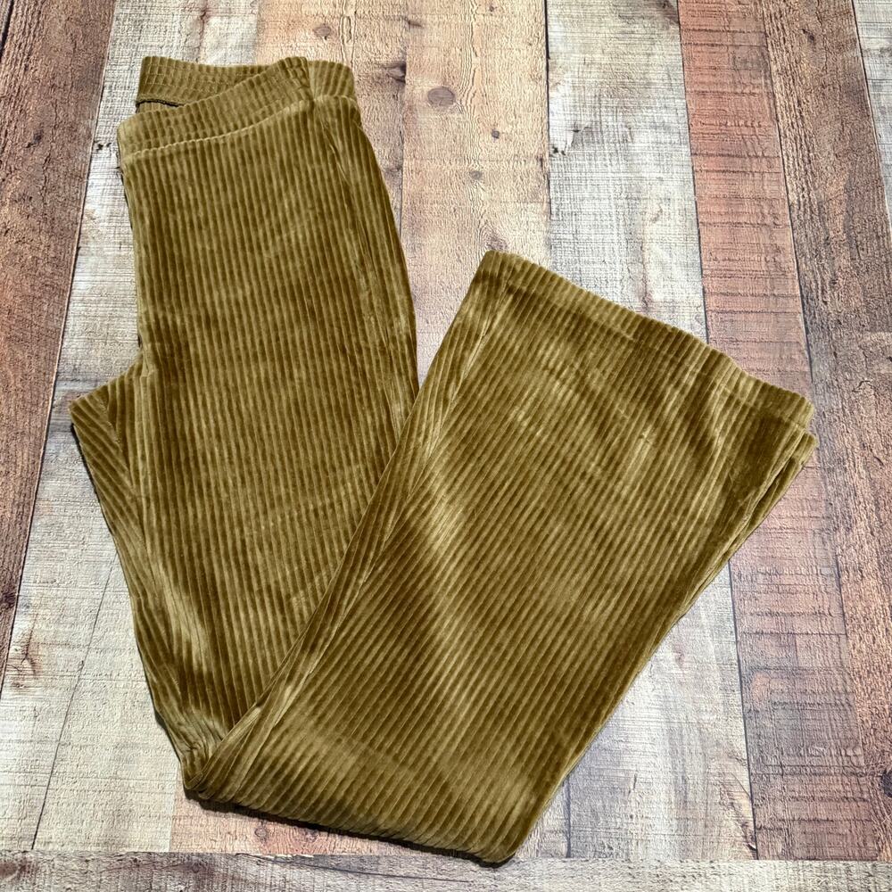 Aerie Women's Brown Gold Corduroy Hi-Rise Groove-On Flare Pants Sz M Lounge Boho